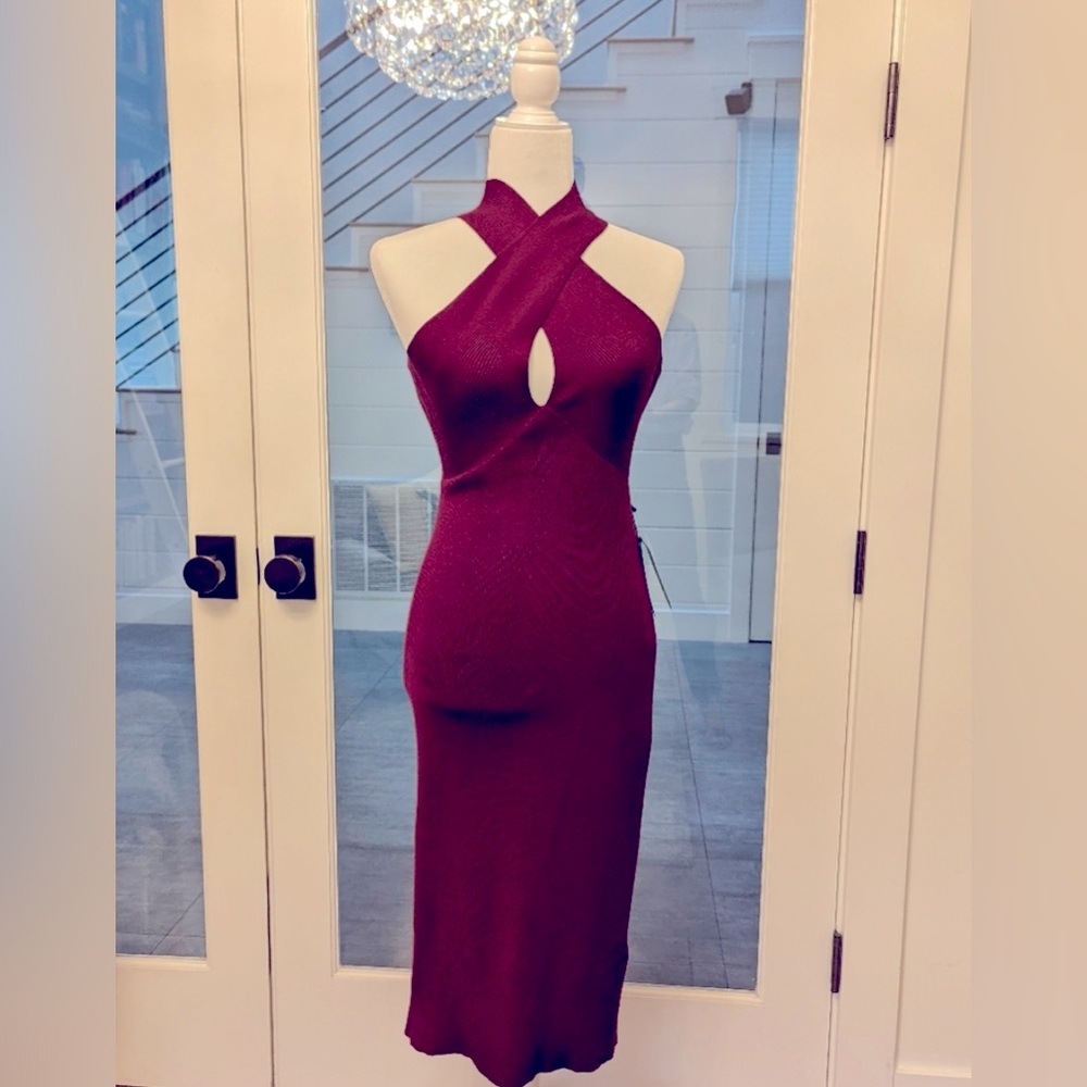 Banana Republic Knitted Backless Burgundy Dress